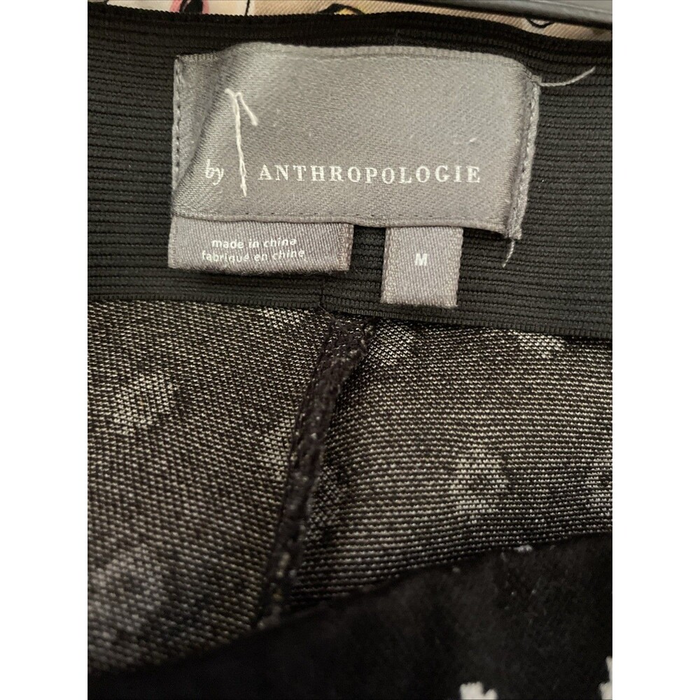 Anthropologie Mikayla Cropped Flare Knit Pants Black Daisy Print Size Medium - Picture 3 of 3